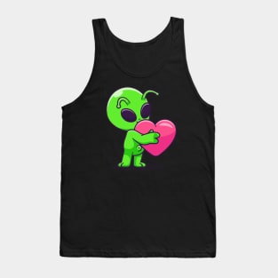 Cute Alien Hug Love Heart Cartoon Tank Top